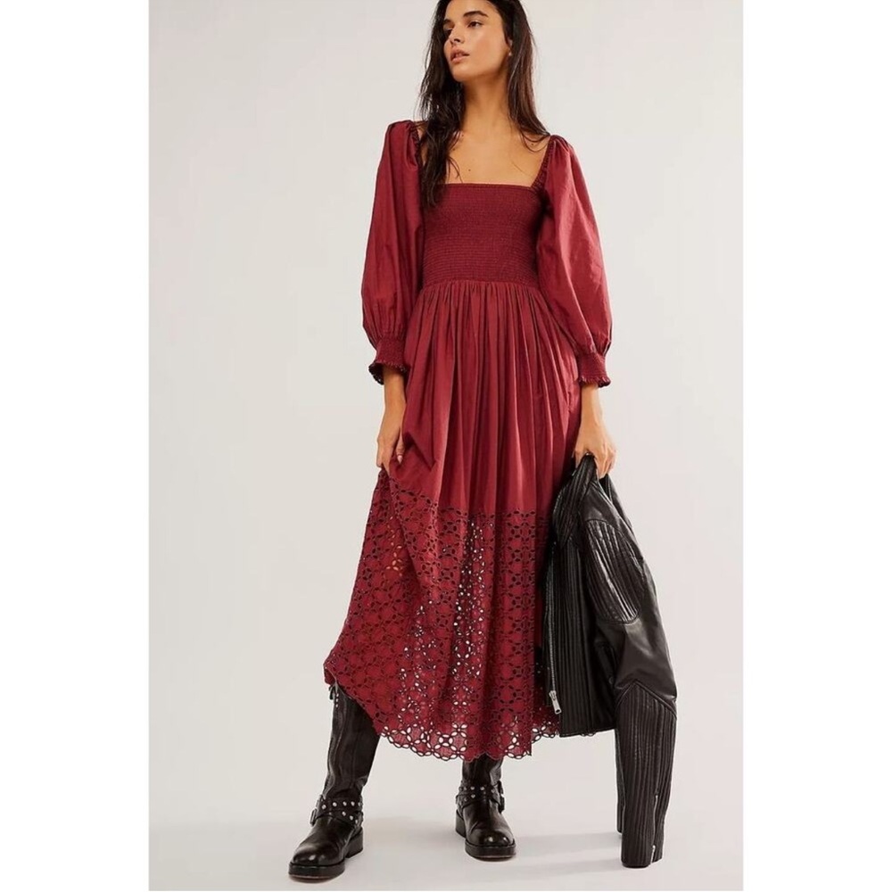 Free People Perfect Storm Midi Dress X-SMALL Wine